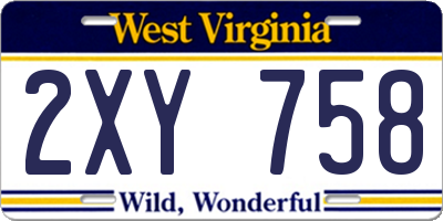WV license plate 2XY758