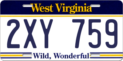 WV license plate 2XY759