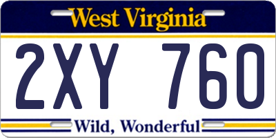 WV license plate 2XY760