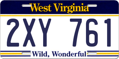 WV license plate 2XY761
