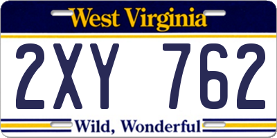 WV license plate 2XY762