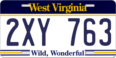 WV license plate 2XY763