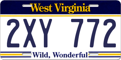 WV license plate 2XY772