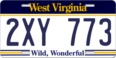 WV license plate 2XY773