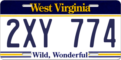 WV license plate 2XY774