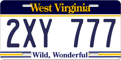 WV license plate 2XY777