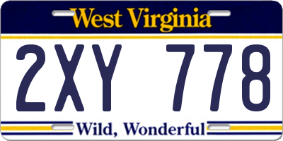 WV license plate 2XY778