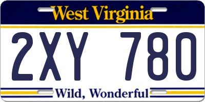 WV license plate 2XY780
