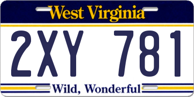 WV license plate 2XY781