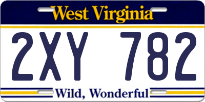 WV license plate 2XY782