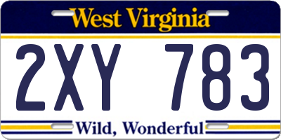 WV license plate 2XY783