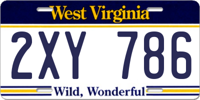 WV license plate 2XY786