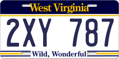 WV license plate 2XY787