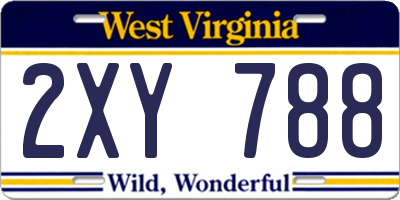 WV license plate 2XY788