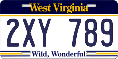 WV license plate 2XY789