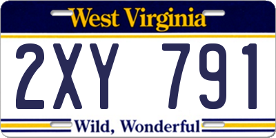 WV license plate 2XY791