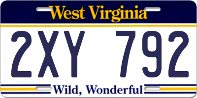 WV license plate 2XY792