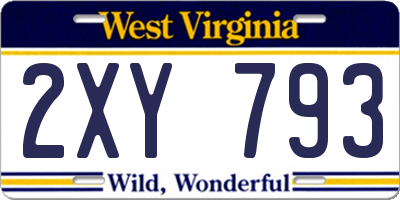 WV license plate 2XY793