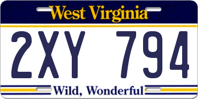 WV license plate 2XY794