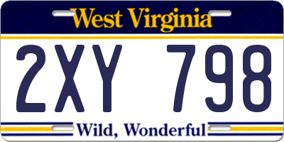 WV license plate 2XY798