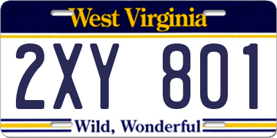 WV license plate 2XY801