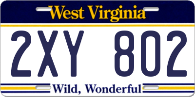 WV license plate 2XY802