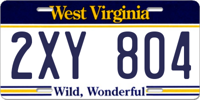 WV license plate 2XY804