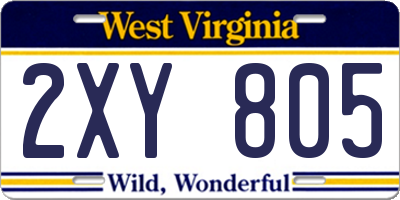 WV license plate 2XY805