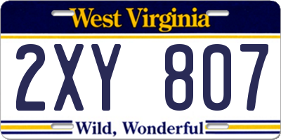 WV license plate 2XY807