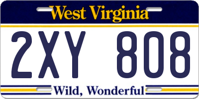 WV license plate 2XY808