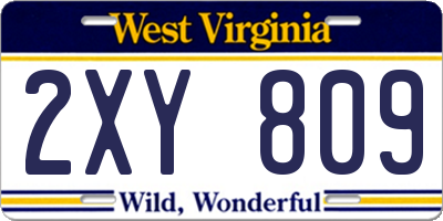 WV license plate 2XY809