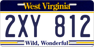 WV license plate 2XY812