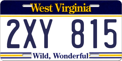 WV license plate 2XY815