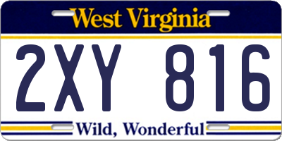 WV license plate 2XY816