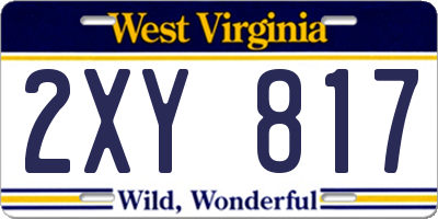 WV license plate 2XY817
