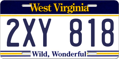 WV license plate 2XY818