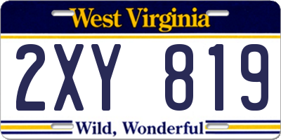 WV license plate 2XY819