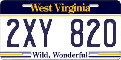 WV license plate 2XY820