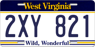 WV license plate 2XY821
