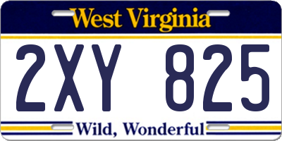 WV license plate 2XY825