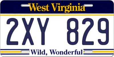 WV license plate 2XY829