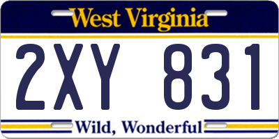 WV license plate 2XY831