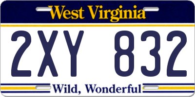 WV license plate 2XY832