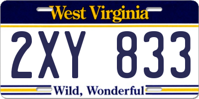 WV license plate 2XY833