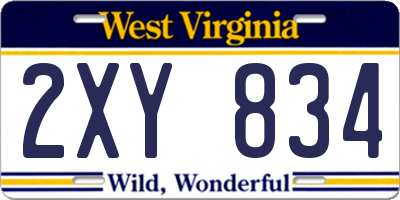 WV license plate 2XY834