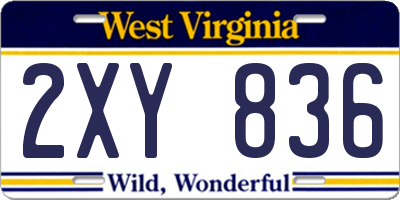 WV license plate 2XY836