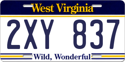 WV license plate 2XY837
