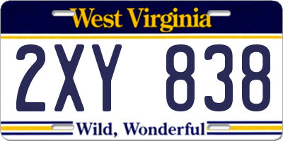 WV license plate 2XY838