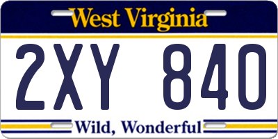 WV license plate 2XY840
