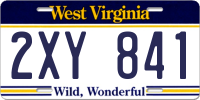 WV license plate 2XY841
